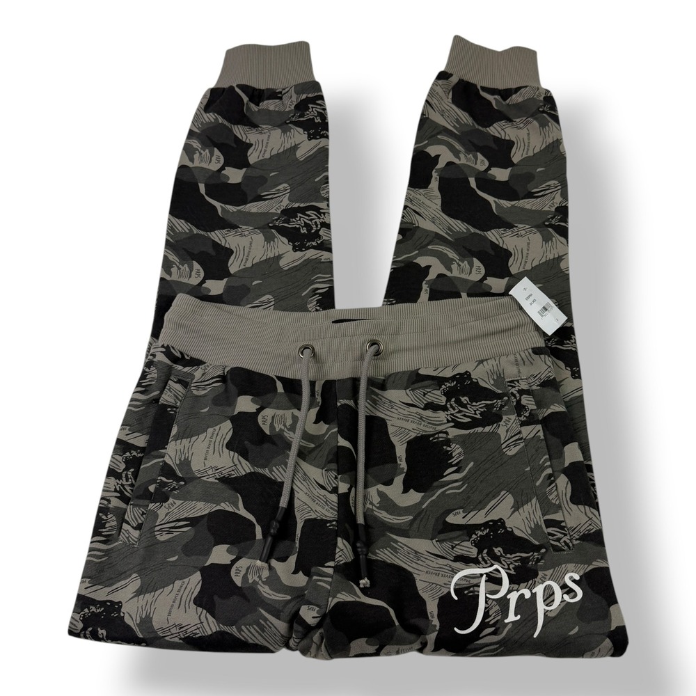 Prps Mens Camo Jogger Sweatpants‎ Black Grey Abstract E00P604 Small NWT